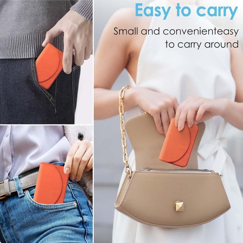 Xavier Business Card Holder，PU Leather Business Card Case Color Printing Pattern Card Holder Wallet，Pockets Magnetic Credit Card Holders for Men and Women，Orange - Image 5